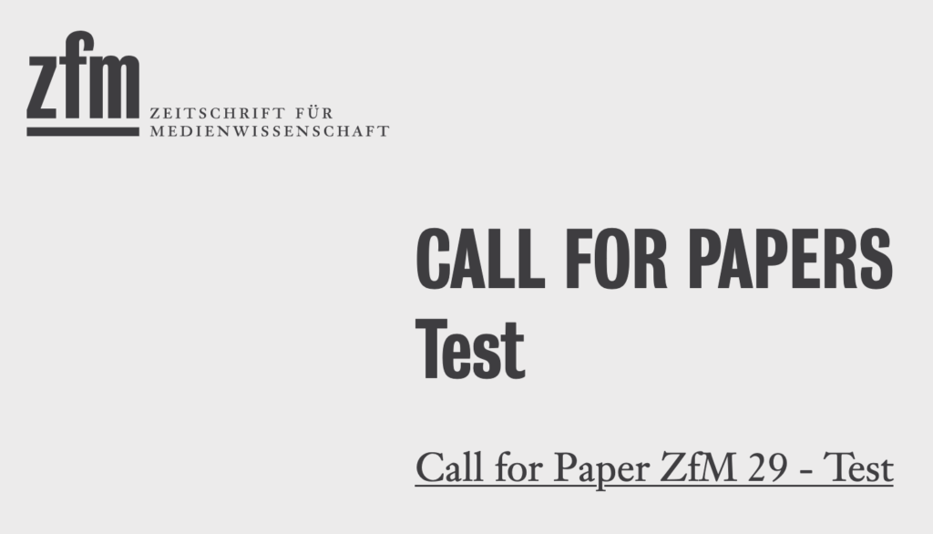 Call for Paper ZfM TEST