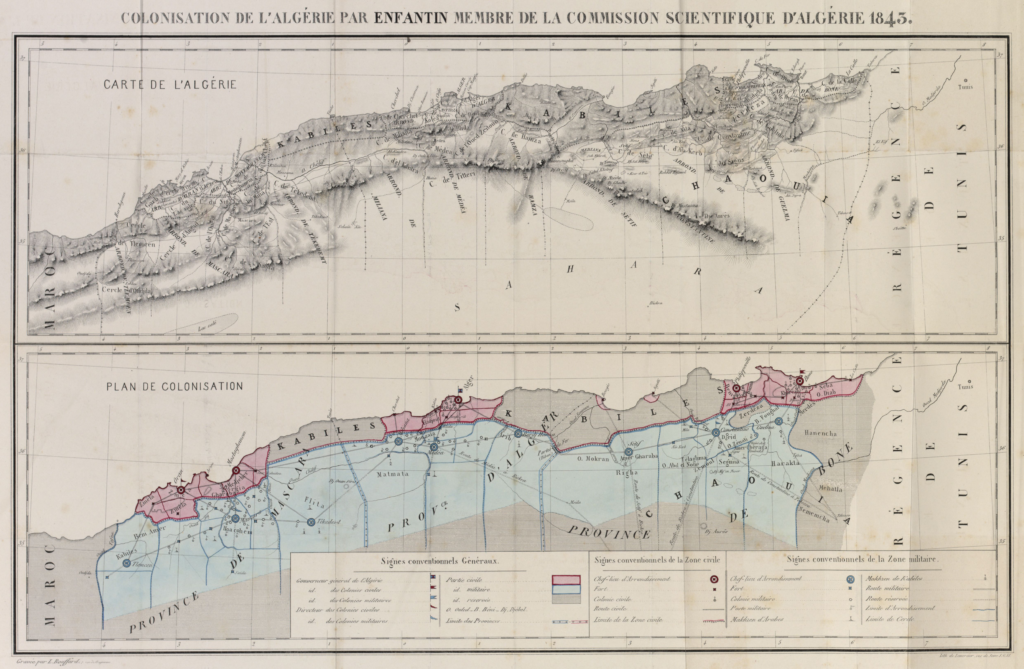 Prosper Enfantin, Colonisation de l’Algérie. Engraving by L. Bouffard, lithograph by Joseph Lemercier, 1843. 49.5 cm × 66.5 cm. Courtesy of Bibliothèque Nationale de France.